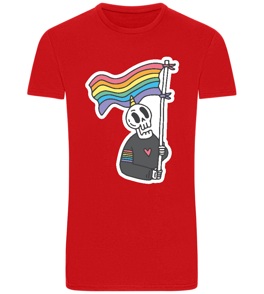 Rainbow Flag Skull Design - Basic Unisex T-Shirt_RED_front