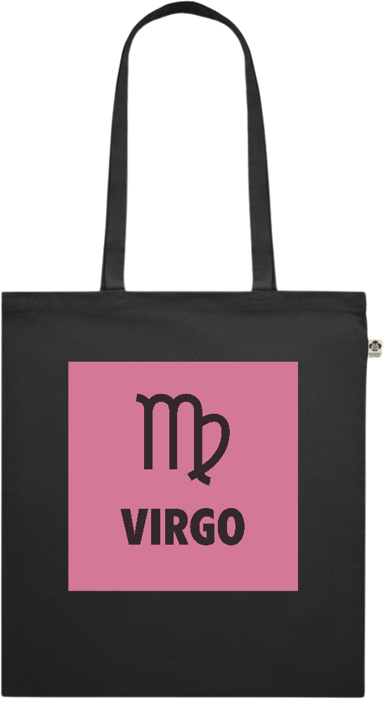 Zodiac Virgo Design - Premium colored organic cotton shopping bag_BLACK_front