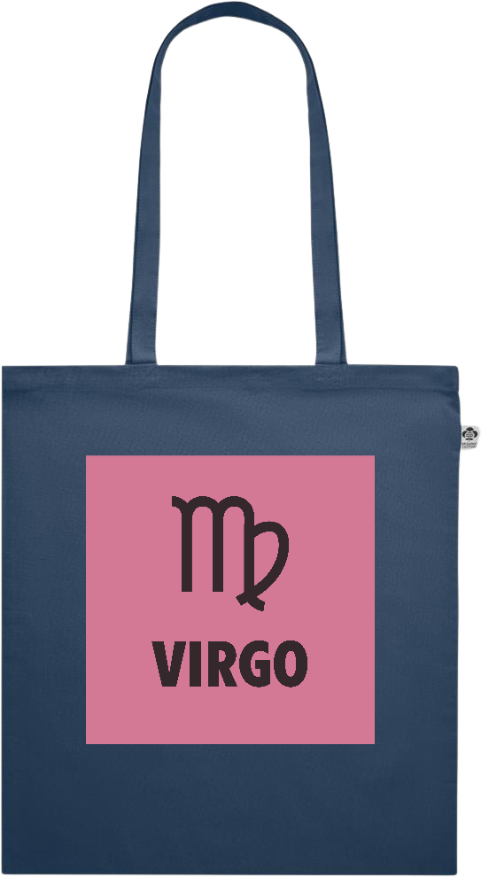 Zodiac Virgo Design - Premium colored organic cotton shopping bag_BLUE_front