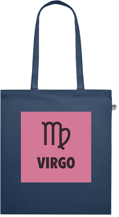 Zodiac Virgo Design - Premium colored organic cotton shopping bag_BLUE_front