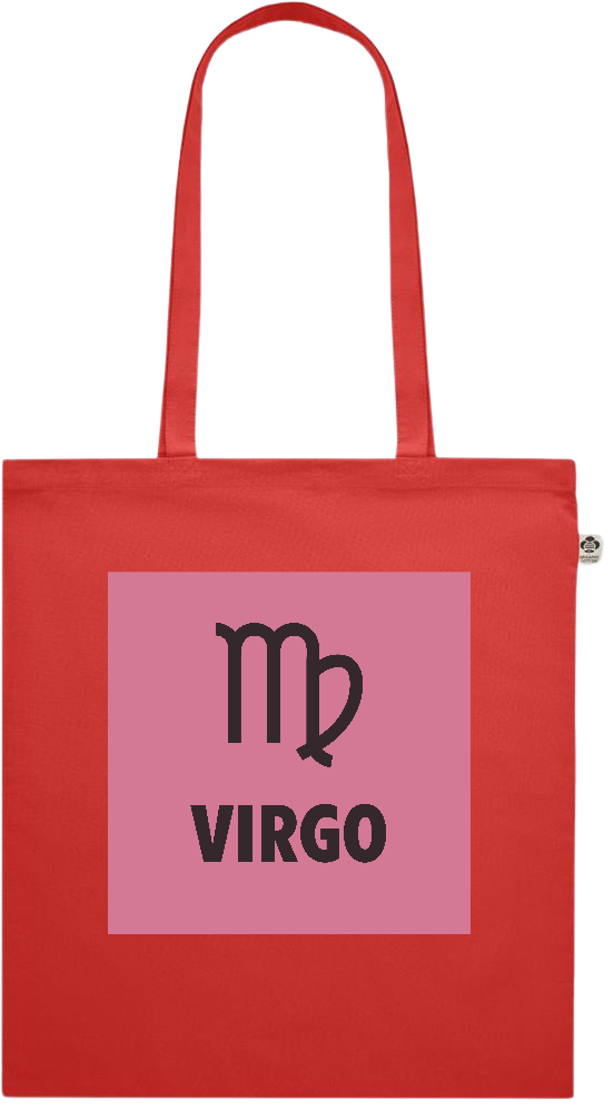 Zodiac Virgo Design - Premium colored organic cotton shopping bag_RED_front