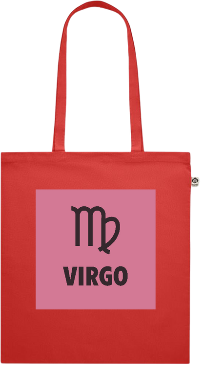 Zodiac Virgo Design - Premium colored organic cotton shopping bag_RED_front