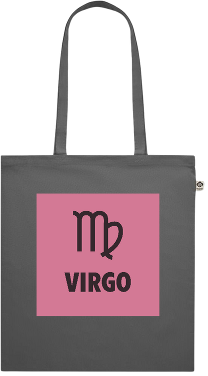 Zodiac Virgo Design - Premium colored organic cotton shopping bag_STONE GREY_front