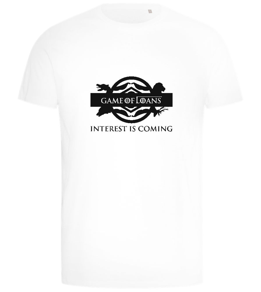 Interest is Coming Design - Comfort men's t-shirt_WHITE_front