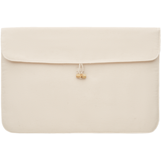 15 inch Cotton Laptop Pouch_BEIGE_front