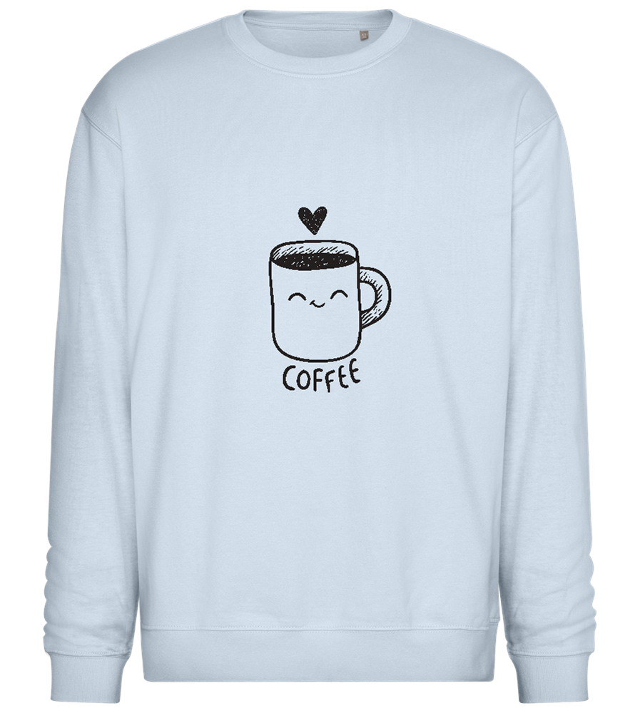 Smiling Coffee Design - Comfort Essential Unisex Sweater_CREAMY BLUE_front