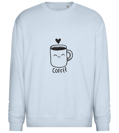 Smiling Coffee Design - Comfort Essential Unisex Sweater_CREAMY BLUE_front