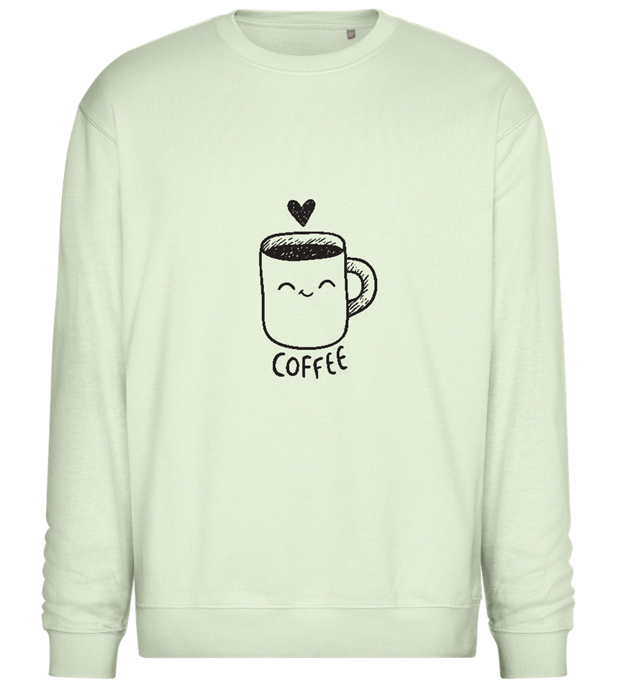 Smiling Coffee Design - Comfort Essential Unisex Sweater_CREAMY GREEN_front