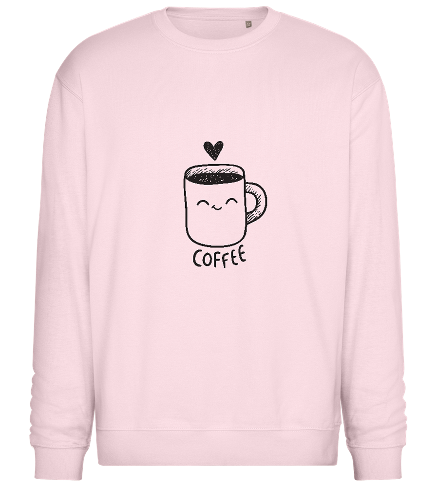 Smiling Coffee Design - Comfort Essential Unisex Sweater_LIGHT PEACH ROSE_front