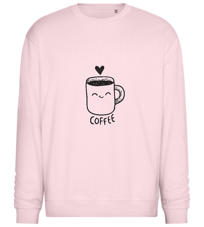 Smiling Coffee Design - Comfort Essential Unisex Sweater_LIGHT PEACH ROSE_front