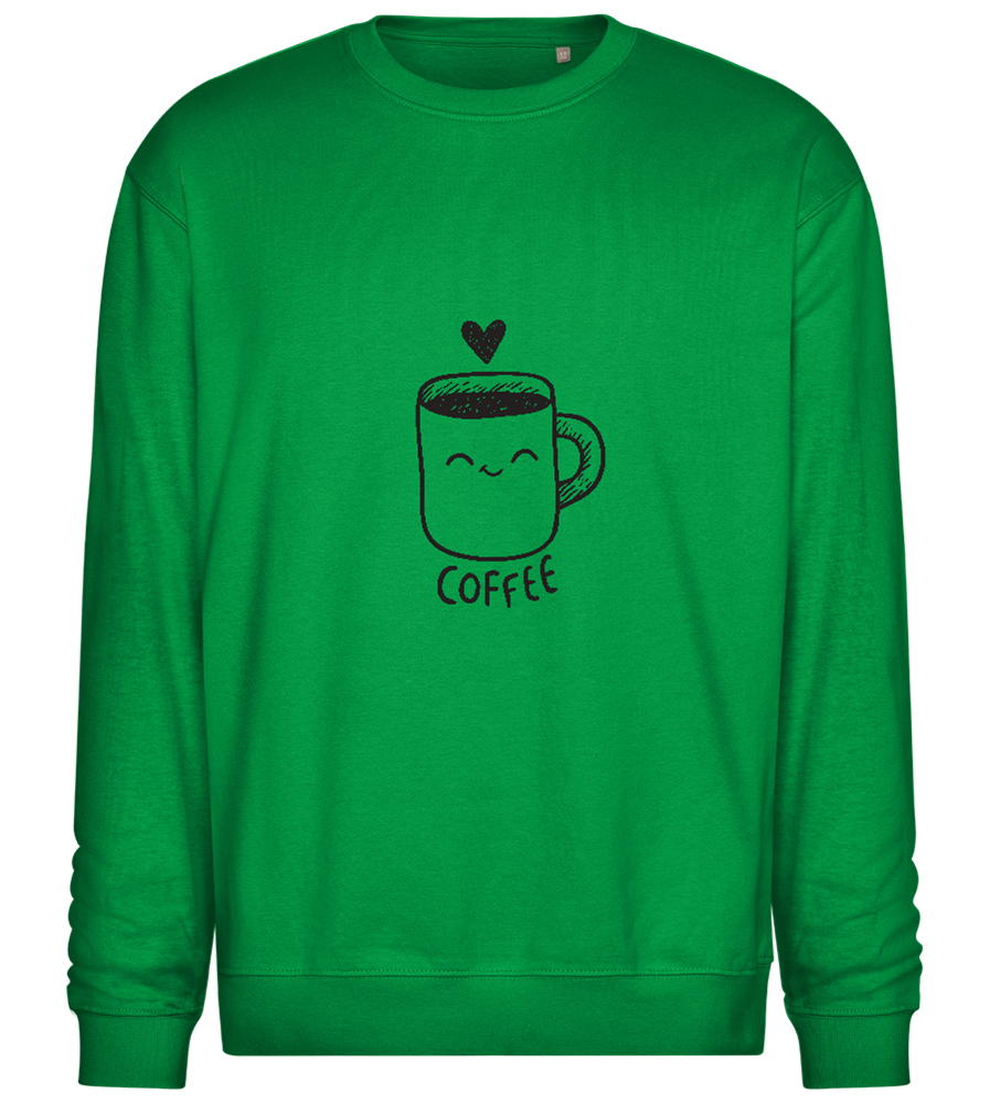 Smiling Coffee Design - Comfort Essential Unisex Sweater_MEADOW GREEN_front