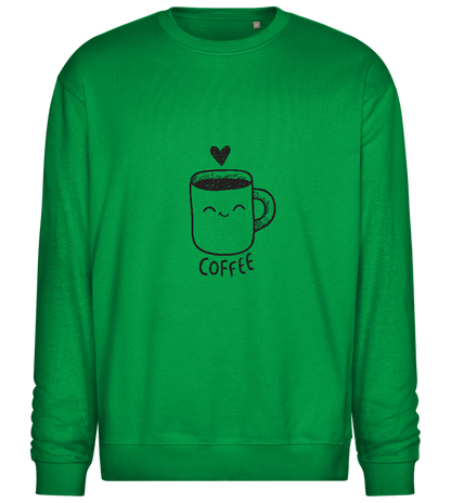 Smiling Coffee Design - Comfort Essential Unisex Sweater_MEADOW GREEN_front