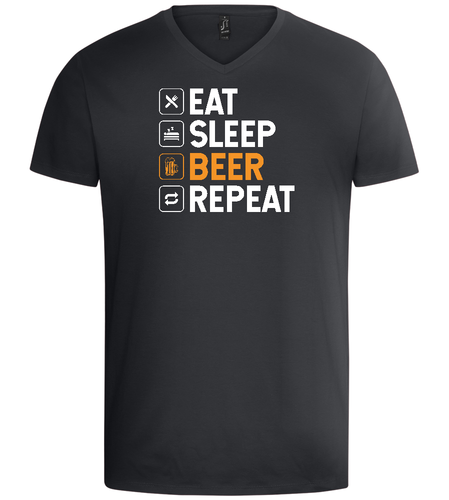 Beer Repeat Design - Basic men's v-neck t-shirt_DARK GRAY_front