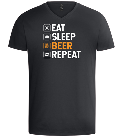 Beer Repeat Design - Basic men's v-neck t-shirt_DARK GRAY_front