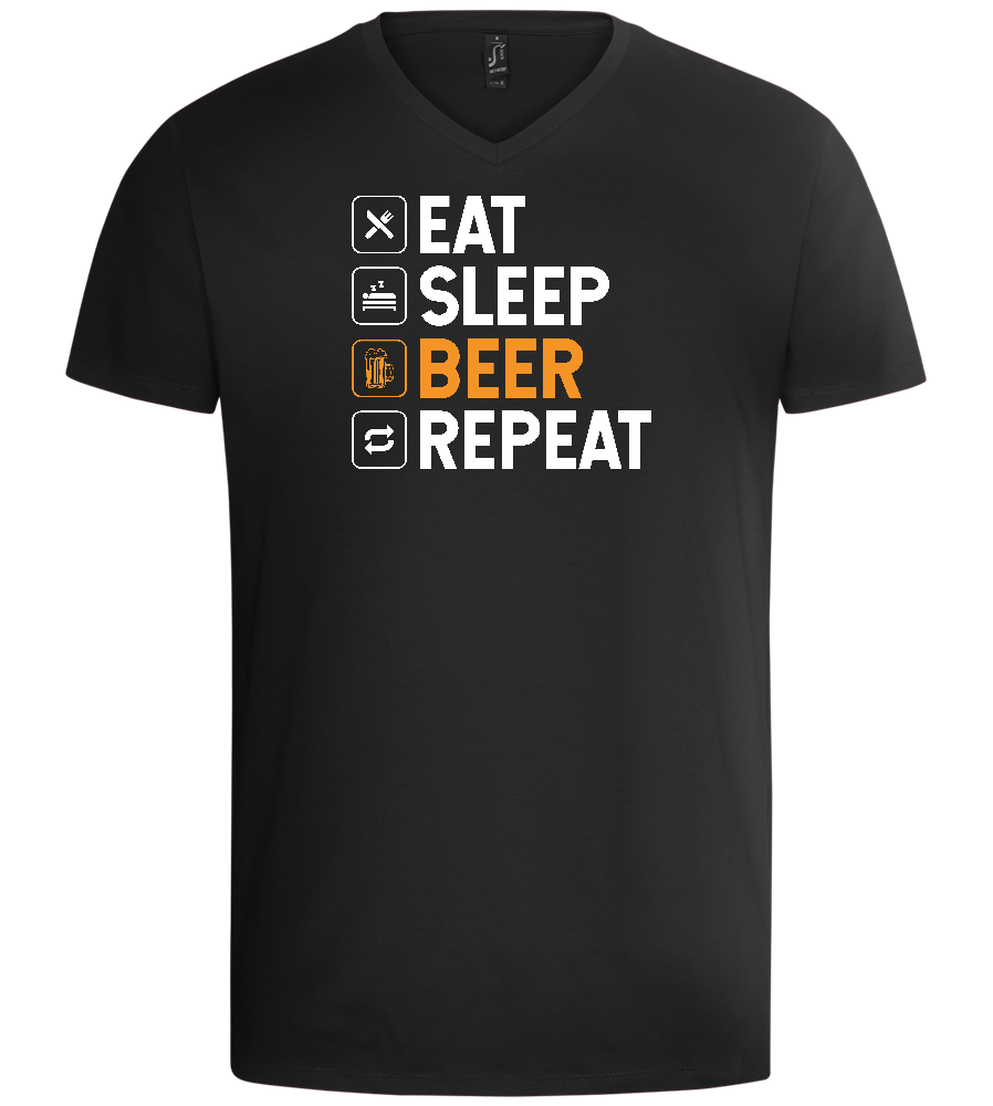 Beer Repeat Design - Basic men's v-neck t-shirt_DEEP BLACK_front