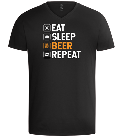 Beer Repeat Design - Basic men's v-neck t-shirt_DEEP BLACK_front