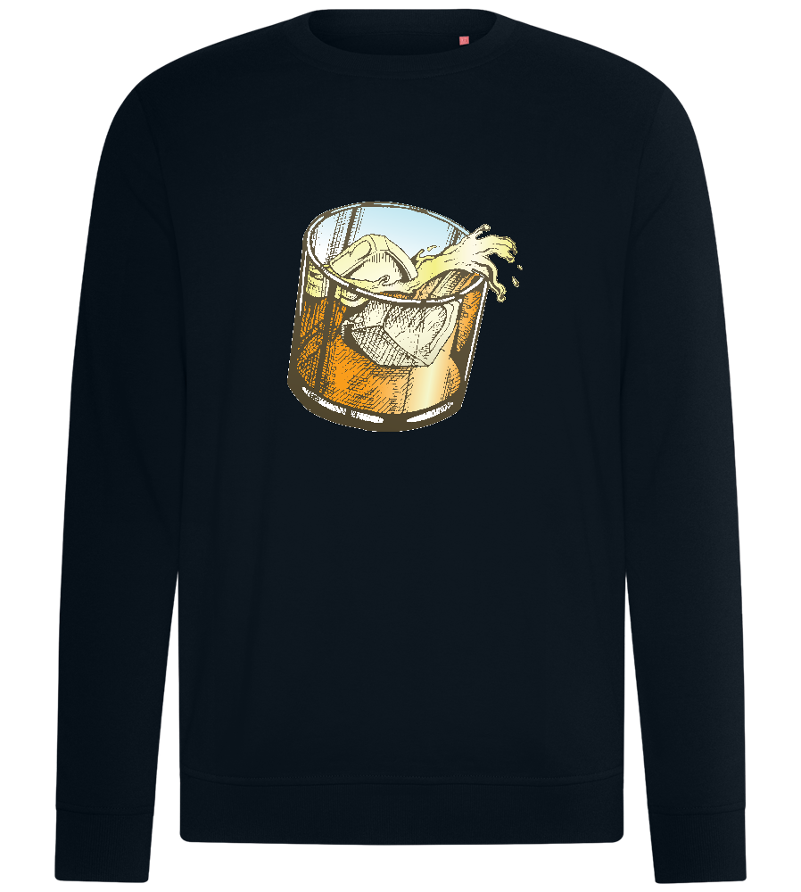 Whiskey Glass Spilled Design - Comfort unisex sweater_BLACK_front