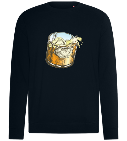 Whiskey Glass Spilled Design - Comfort unisex sweater_BLACK_front