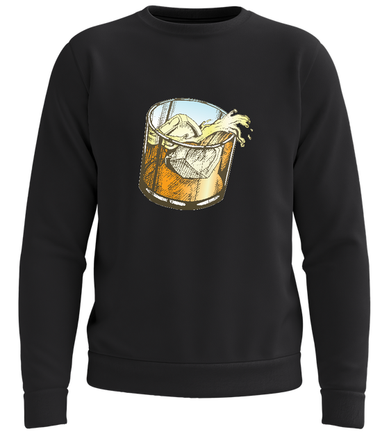 Whiskey Glass Spilled Design - Comfort unisex sweater_BLACK_front