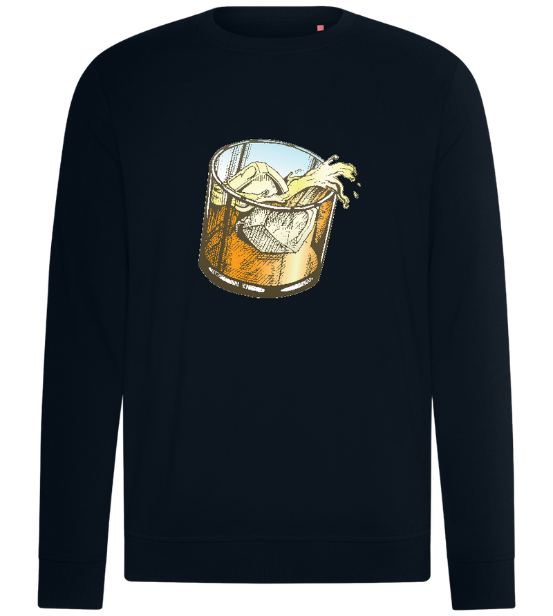 Whiskey Glass Spilled Design - Comfort unisex sweater_BLACK_front