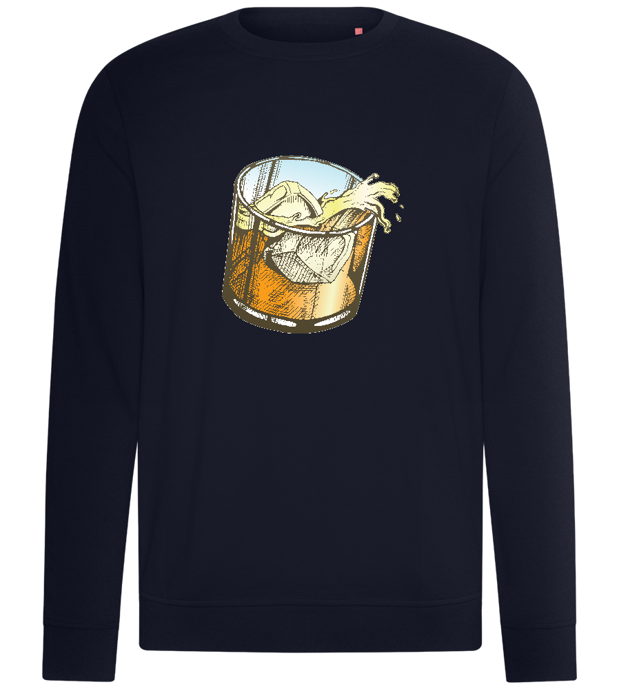 Whiskey Glass Spilled Design - Comfort unisex sweater_FRENCH NAVY_front