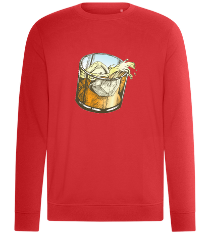 Whiskey Glass Spilled Design - Comfort unisex sweater_RED_front