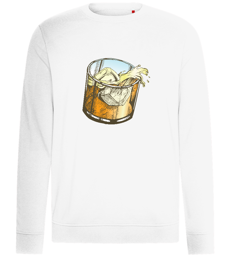 Whiskey Glass Spilled Design - Comfort unisex sweater_WHITE_front