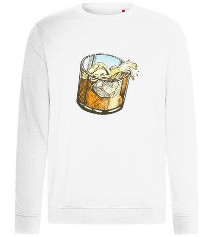 Whiskey Glass Spilled Design - Comfort unisex sweater_WHITE_front