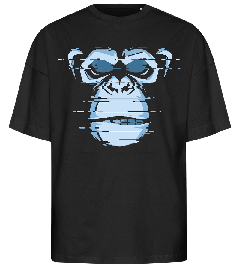 Glitched Monkey Design - Premium men's oversized t-shirt_DEEP BLACK_front