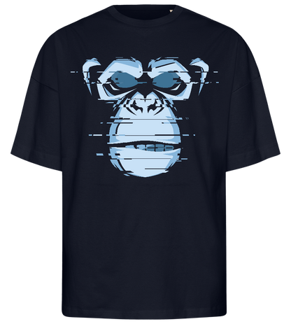 Glitched Monkey Design - Premium men's oversized t-shirt_FRENCH NAVY_front