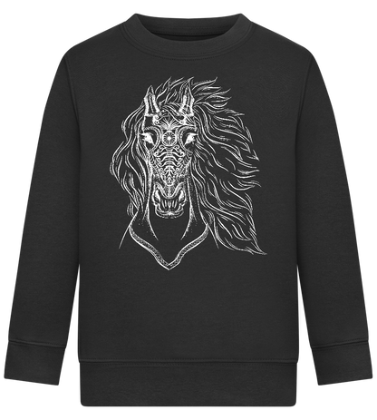 White Abstract Horsehead Design - Comfort Kids Sweater_BLACK_front