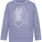 White Abstract Horsehead Design - Comfort Kids Sweater_BLUE_front