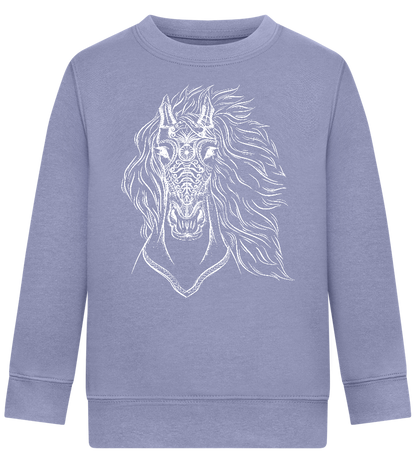 White Abstract Horsehead Design - Comfort Kids Sweater_BLUE_front