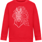 White Abstract Horsehead Design - Comfort Kids Sweater_BRIGHT RED_front