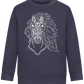 White Abstract Horsehead Design - Comfort Kids Sweater_FRENCH NAVY_front