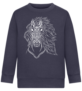 White Abstract Horsehead Design - Comfort Kids Sweater