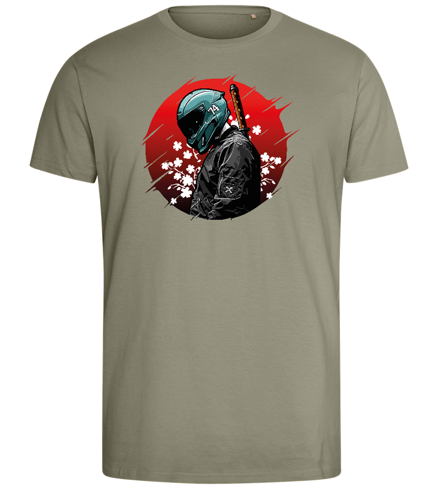 Red Samurai Design - Comfort men's fitted t-shirt_KHAKI_front