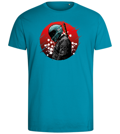 Red Samurai Design - Comfort men's fitted t-shirt_TURQUOISE_front