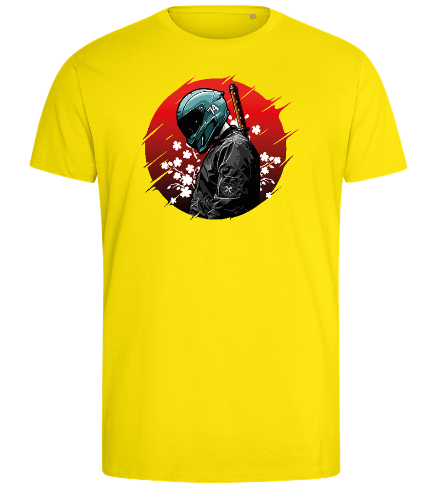 Red Samurai Design - Comfort men's fitted t-shirt_YELLOW_front