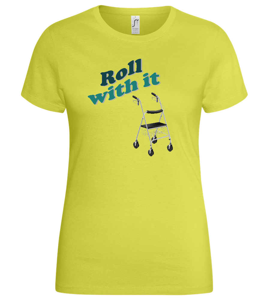 Roll With It Design - Basic women's t-shirt_GREEN APPLE_front