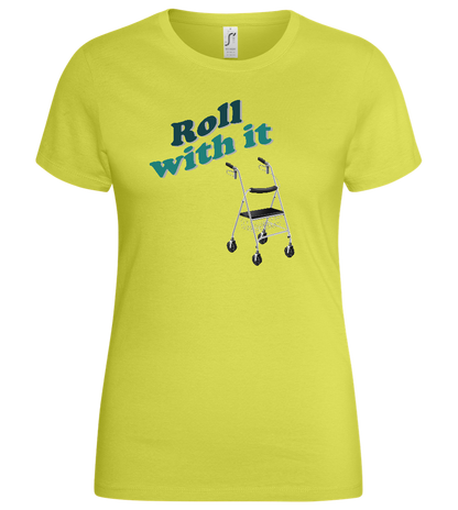 Roll With It Design - Basic women's t-shirt_GREEN APPLE_front