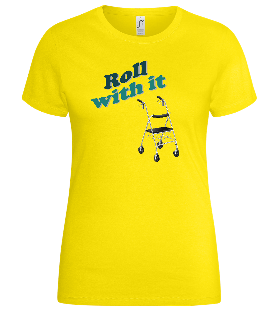 Roll With It Design - Basic women's t-shirt_YELLOW_front