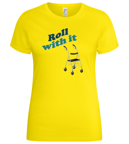 Roll With It Design - Basic women's t-shirt_YELLOW_front