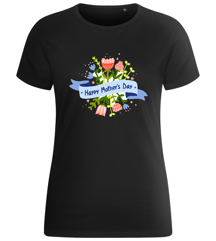 Mother's Day Flowery Design - Basic women's fitted t-shirt_DEEP BLACK_front