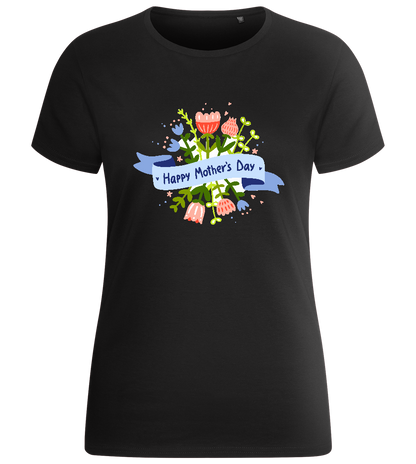 Mother's Day Flowery Design - Basic women's fitted t-shirt_DEEP BLACK_front