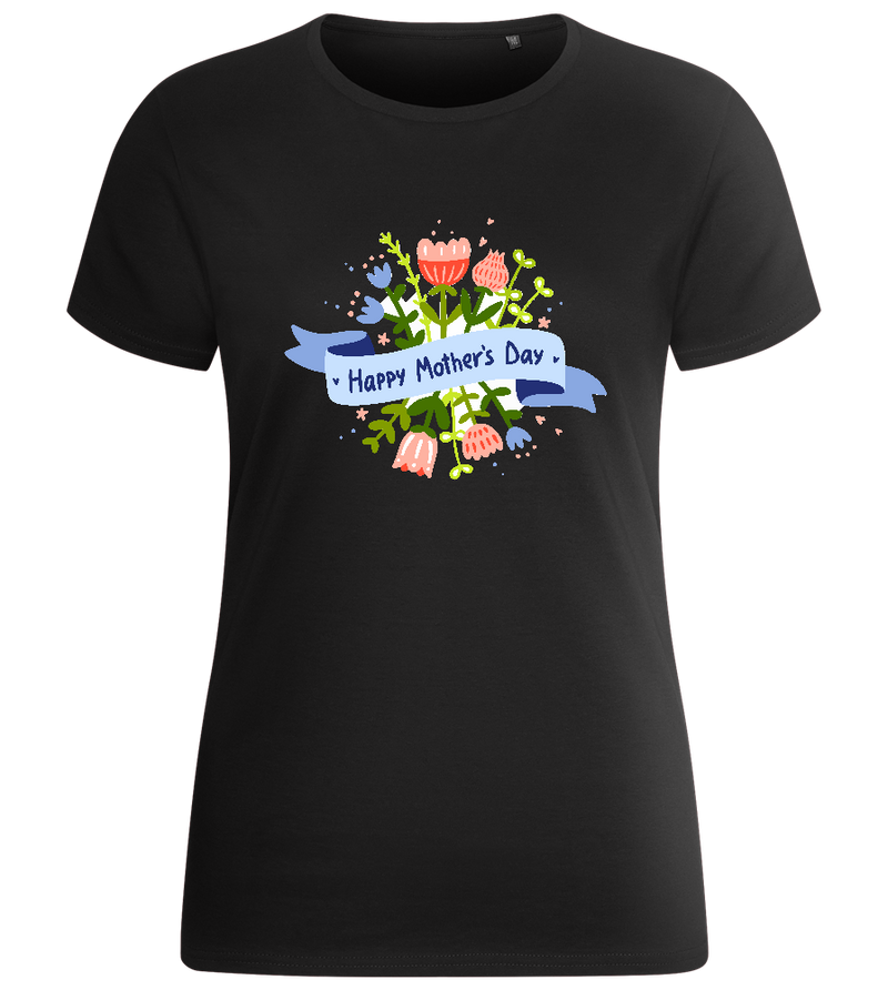 Mother's Day Flowery Design - Basic women's fitted t-shirt_DEEP BLACK_front