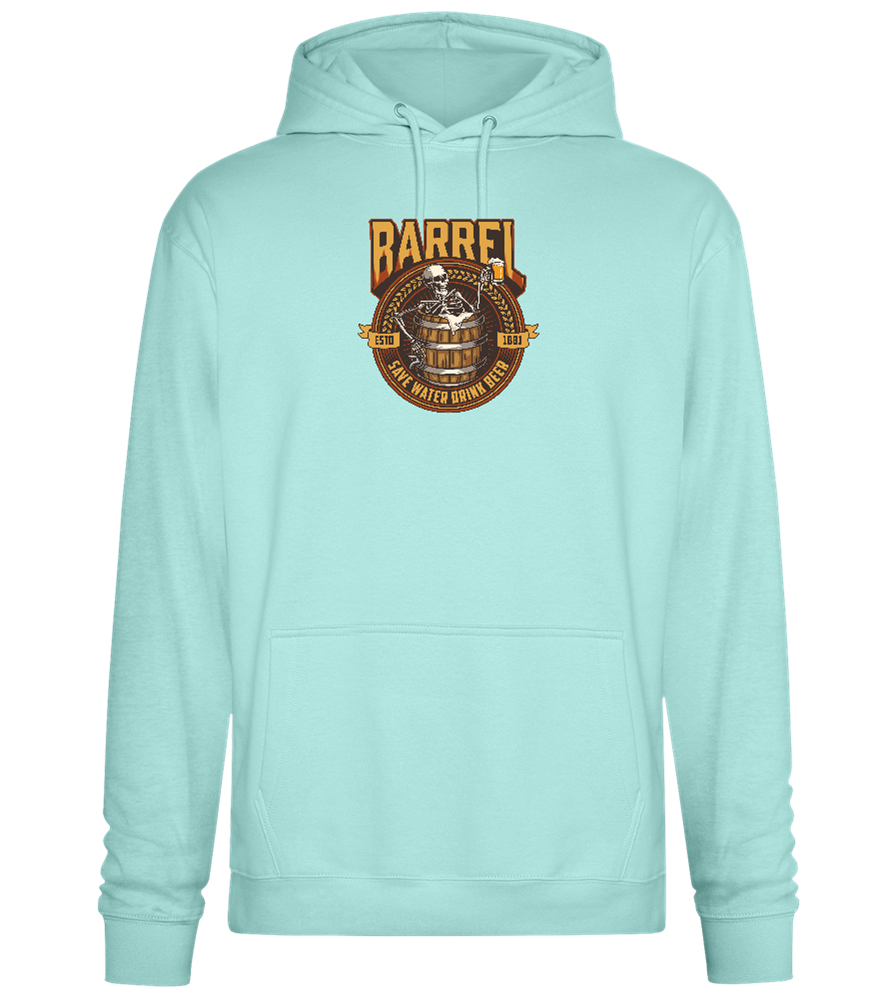 Save Water Drink Beer Barrel Design - Premium Essential Unisex Hoodie_ARCTIC BLUE_front