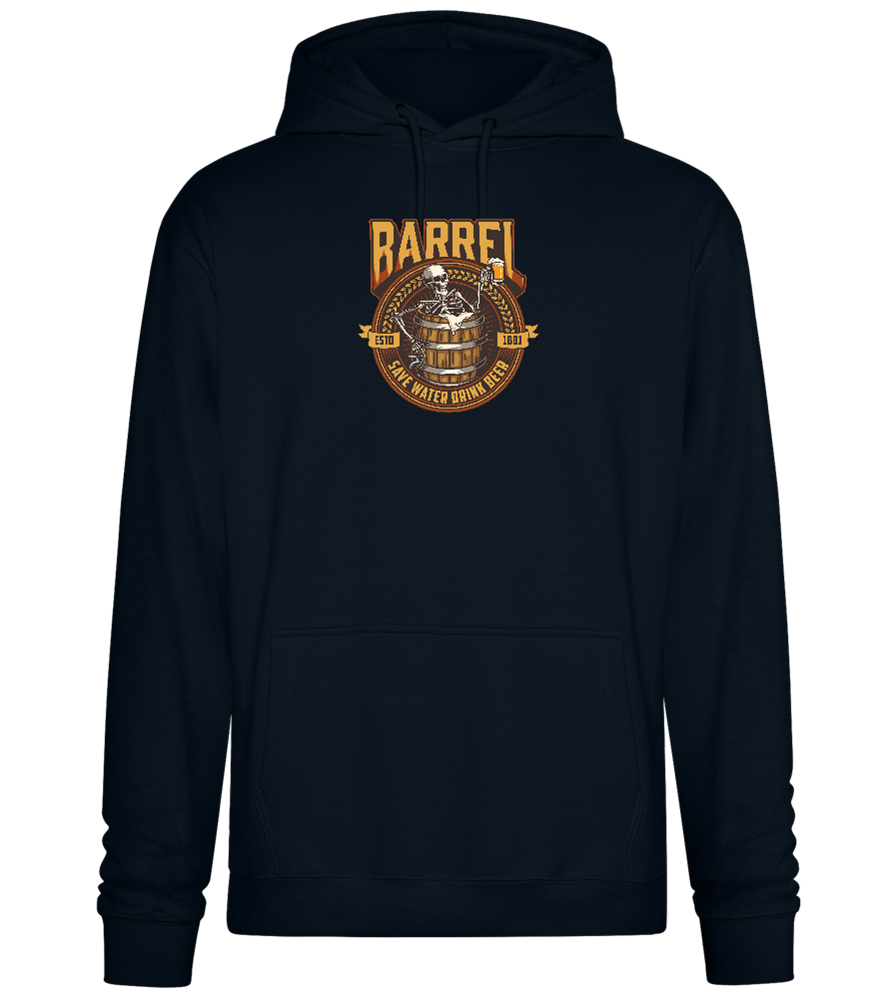 Save Water Drink Beer Barrel Design - Premium Essential Unisex Hoodie_BLACK_front