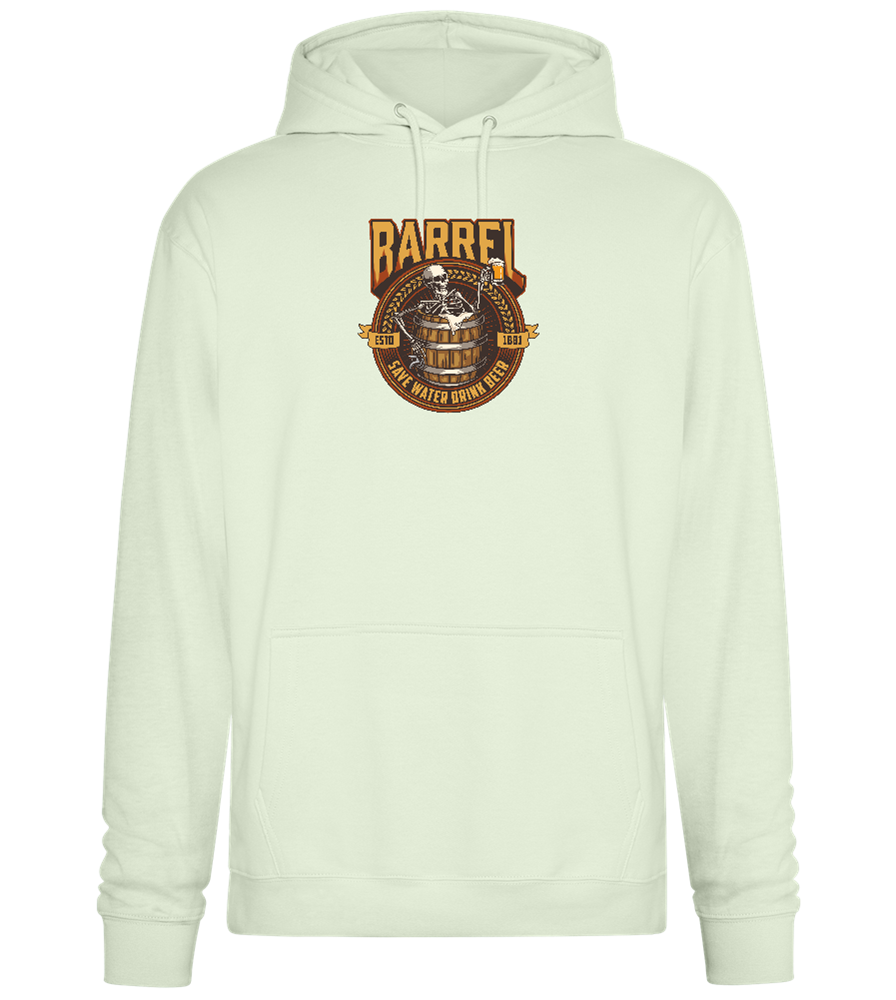 Save Water Drink Beer Barrel Design - Premium Essential Unisex Hoodie_CREAMY GREEN_front