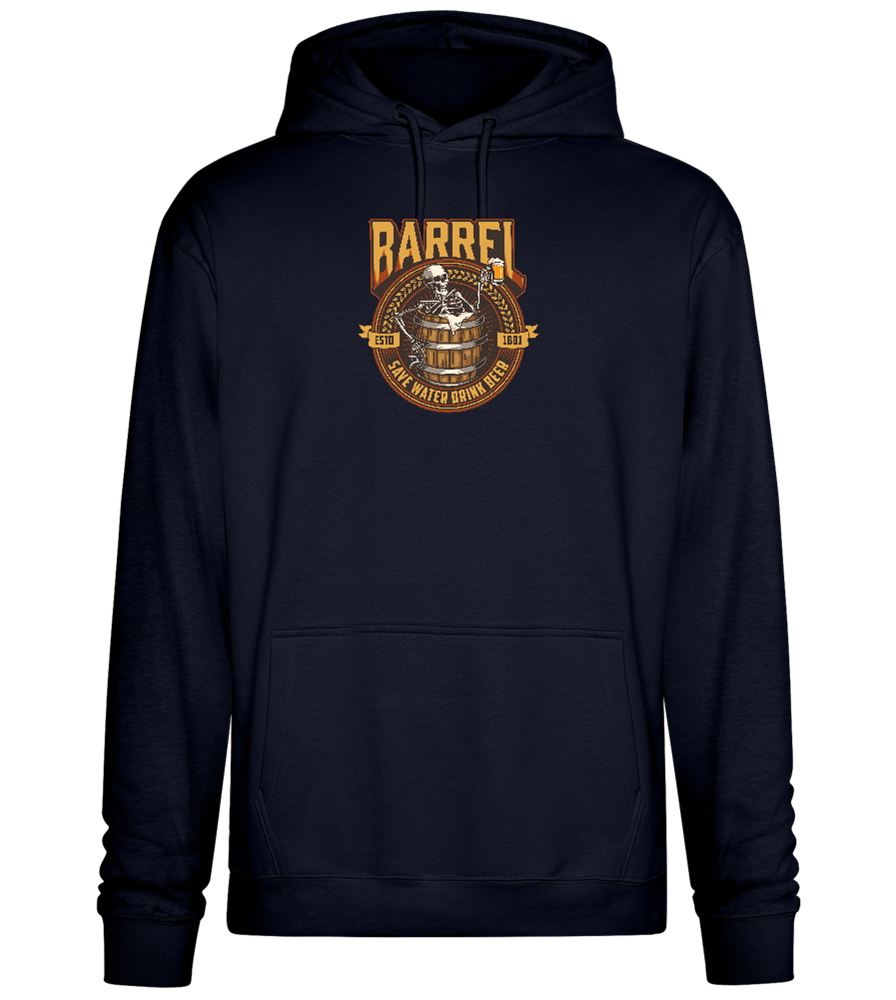 Save Water Drink Beer Barrel Design - Premium Essential Unisex Hoodie_FRENCH NAVY_front